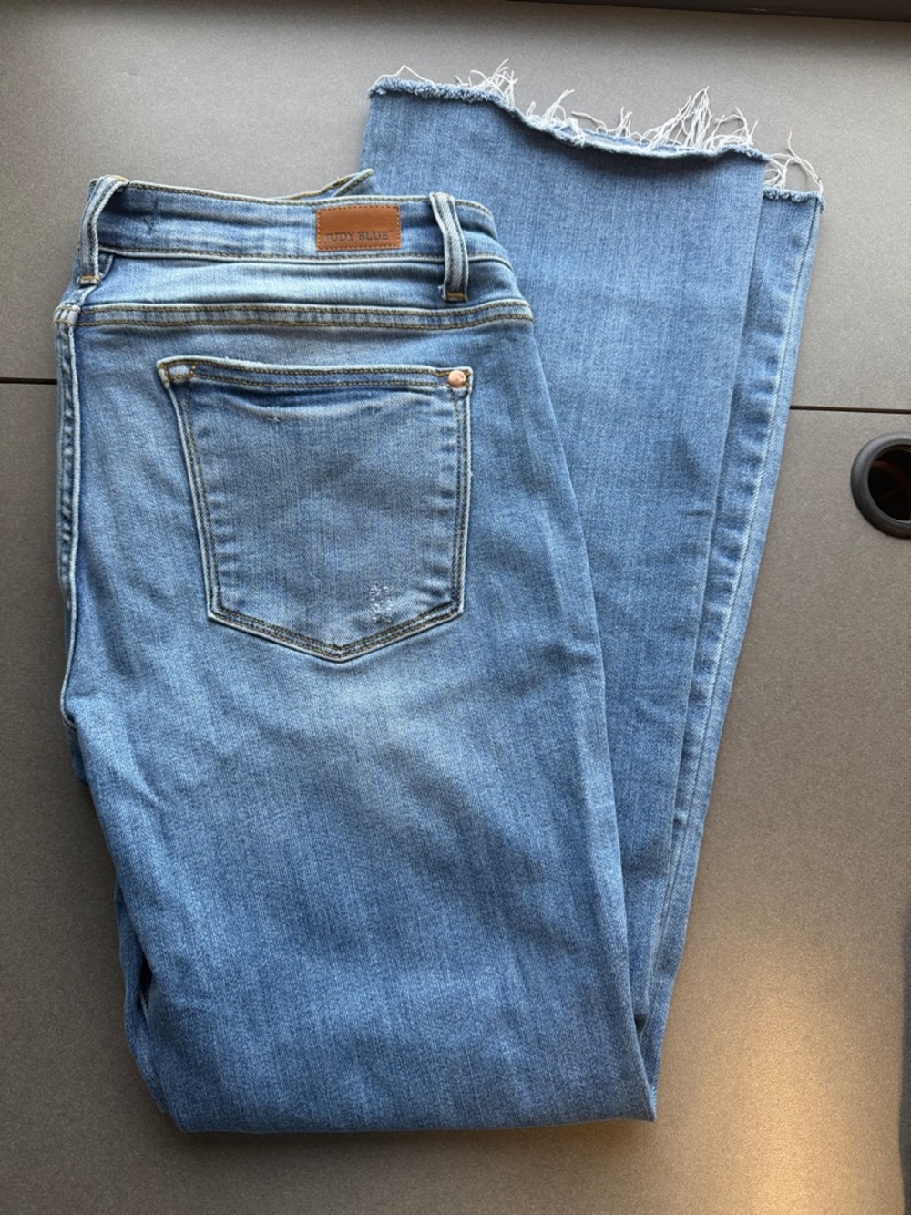 Judy Blue High Waisted Boot Cut Raw Hem Jeans